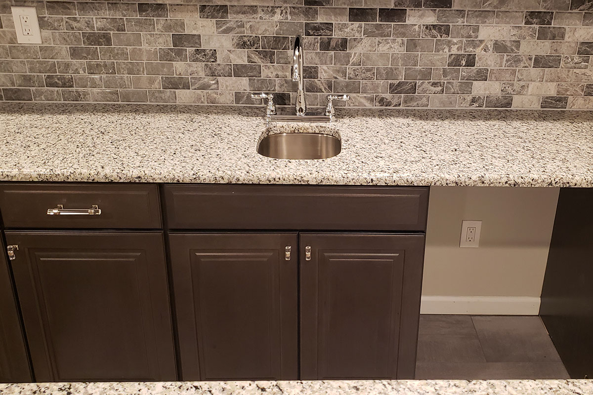 Totally Plumbing - Finished plumbing installation including ejector tank for full and half bathrooms and a bar sink in a finished basement - Jackson, New Jersey – December 2019