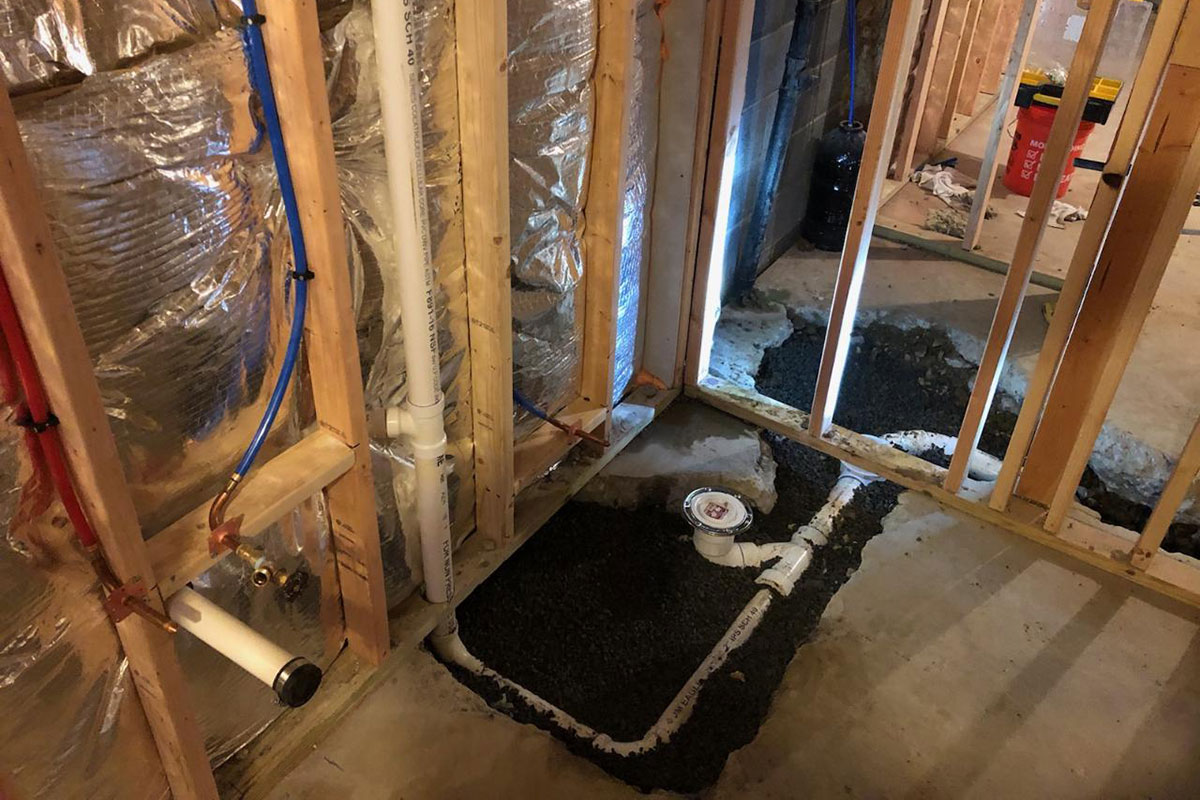 Totally Plumbing - Rough plumbing installation including sinks, faucets, toilet, and stall shower for full bathroom in Manalapan, New Jersey – January 2020